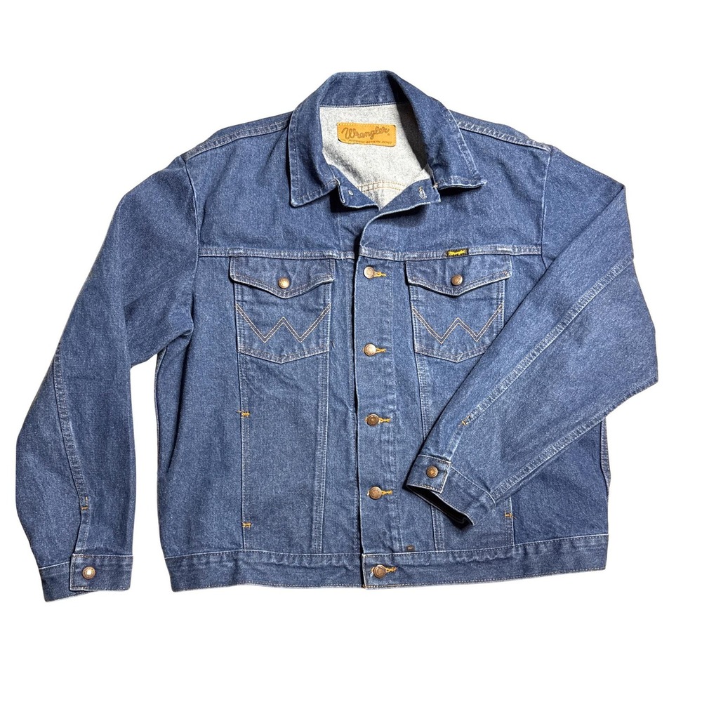 Vtg Style Wrangler Dark Denim Jean Jacket Men's XL 2XL Unisex Western‎ Ranch 50"